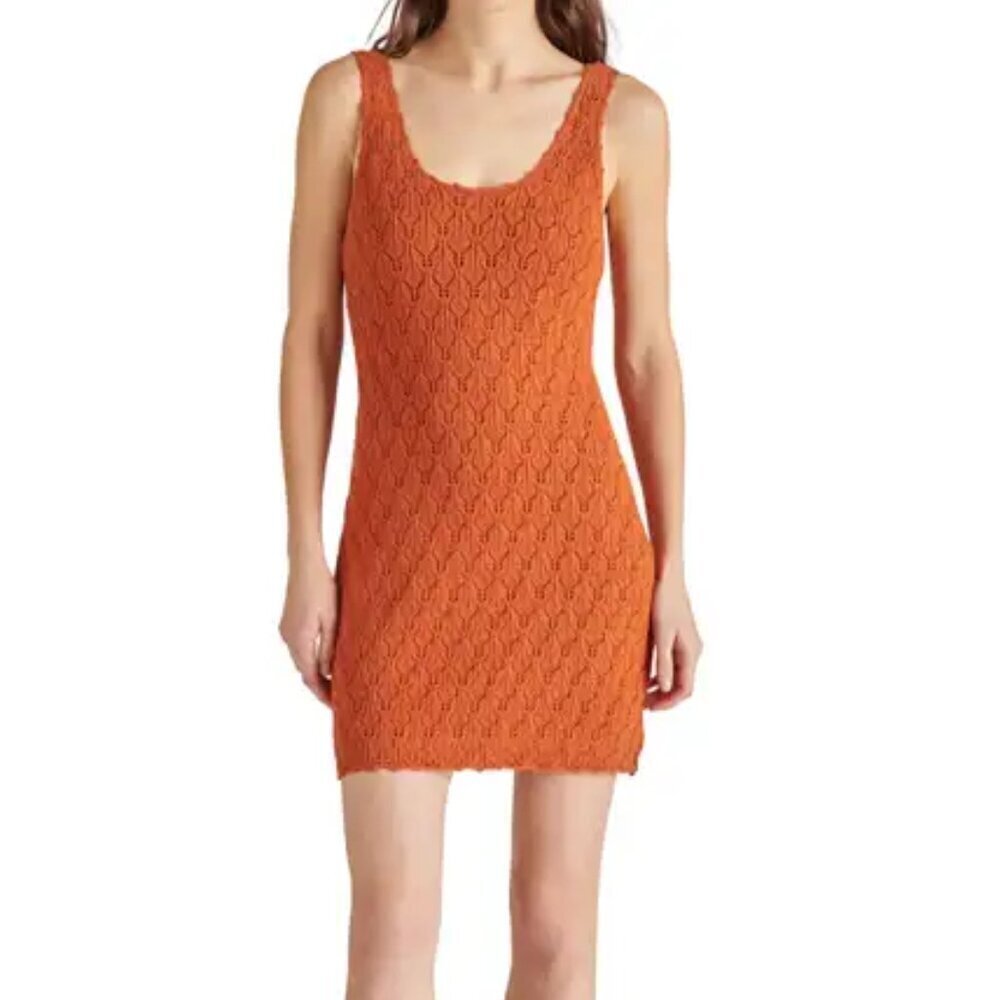 Steve Madden Dress Size XL Malia Mini Knit Sleeveless Scoop Pointelle NWT Sienna